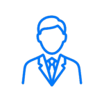 Icon of a professional in a tie, representing experienced cleaning staff.