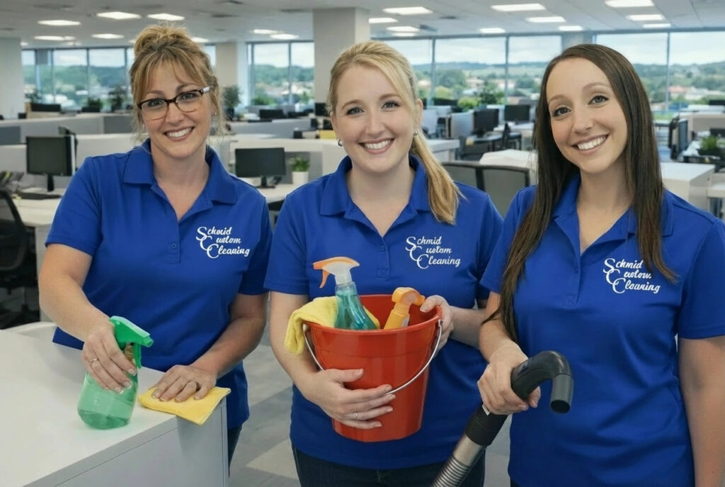 Schmid Custom Cleaning team providing professional commercial cleaning services in Fond du Lac Wisconsin office environment
